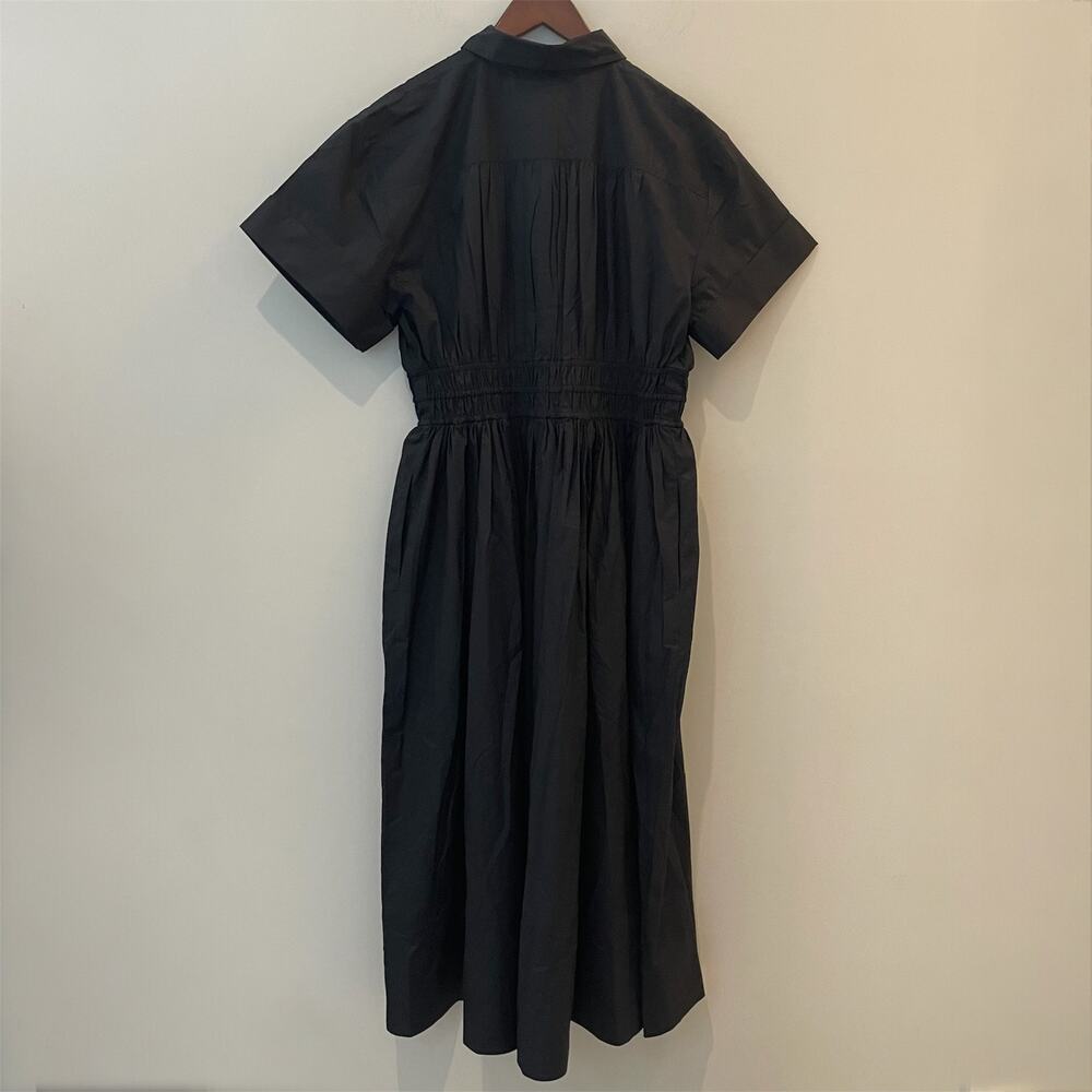 J.Crew Elena Shirtdress Cotton Poplin Midi Short Sleeves Vacation BY832 Black 6 - Picture 7 of 16